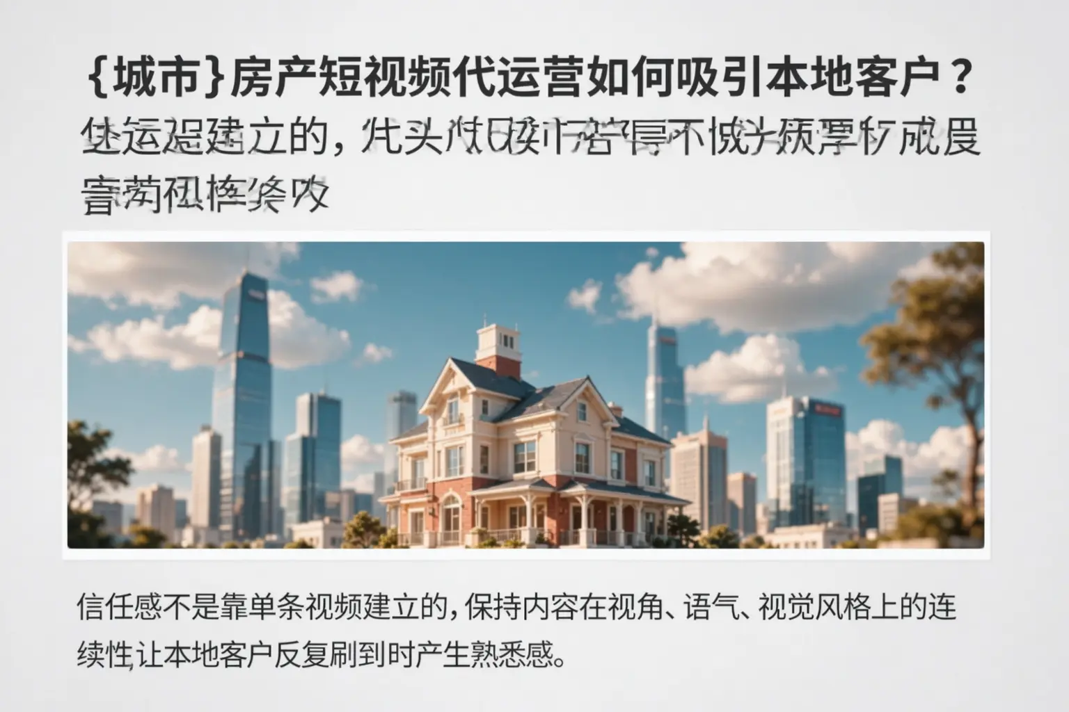 淇滨房产短视频代运营如何吸引本地客户？